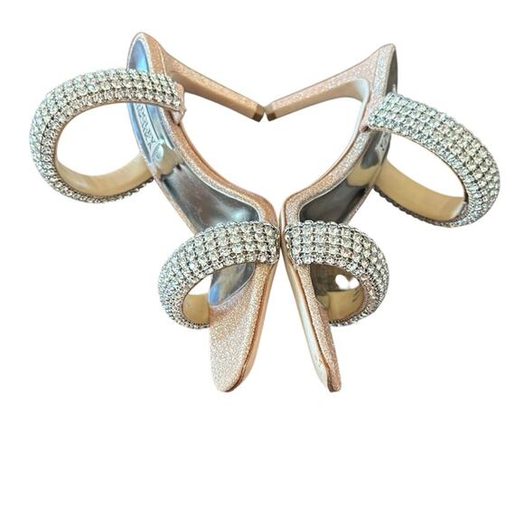 Badgley Mischka Sade Jeweled Double-Band Stiletto Heels Blush Gold NEW Size 6.5 - Picture 7 of 10